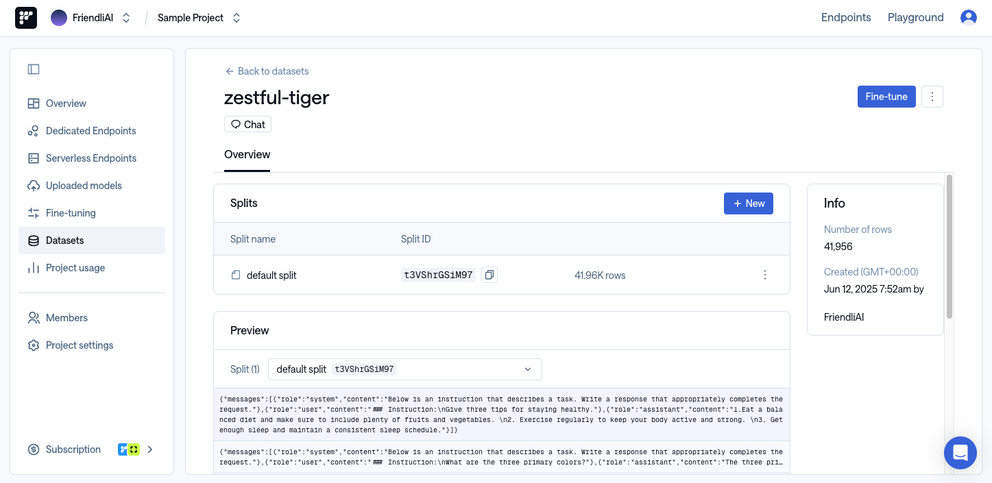 Uploading a Dataset Step 3