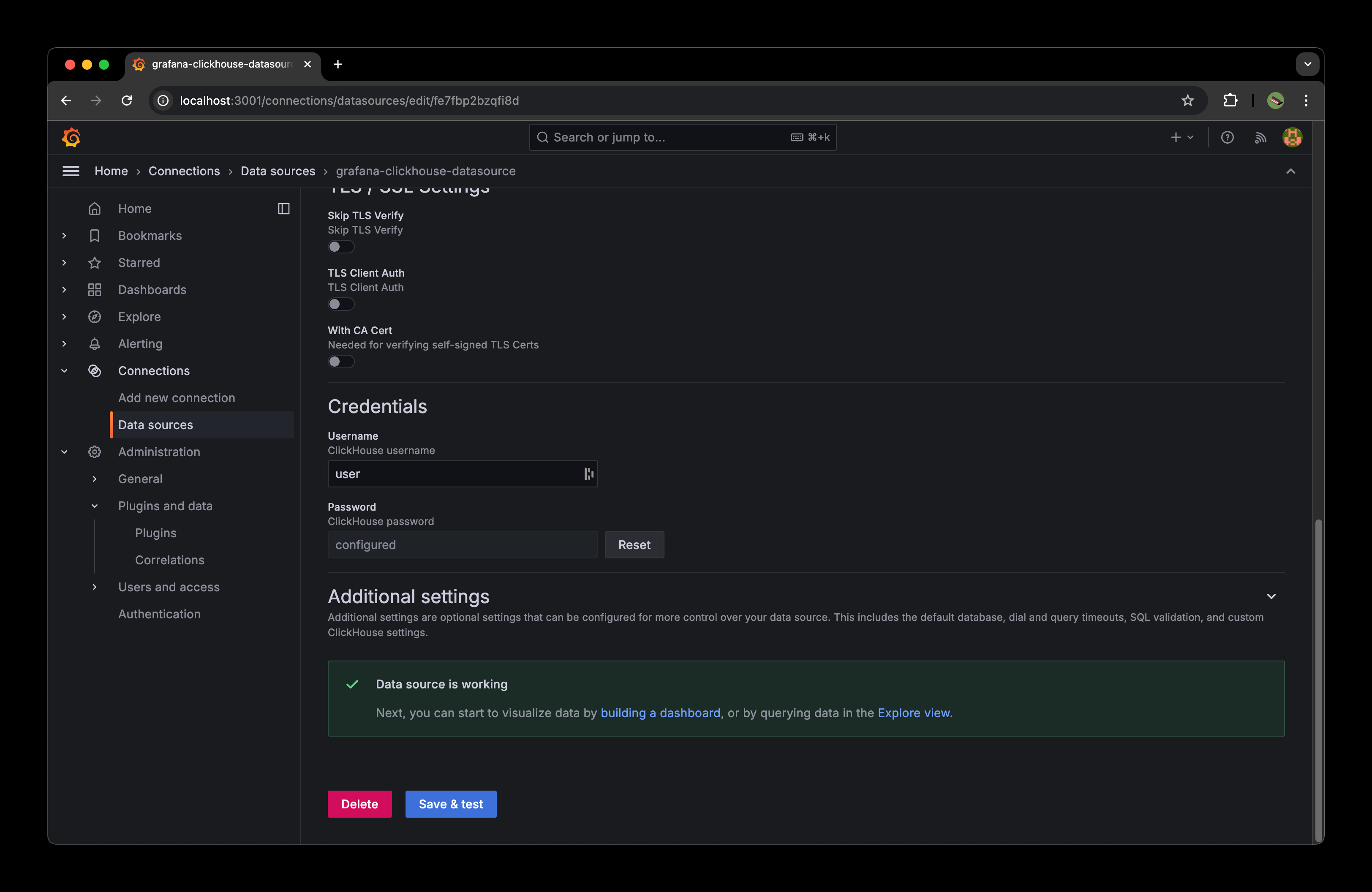 Grafana ClickHouse Config