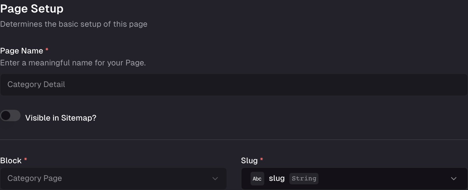 Page Settings showing the Visible in Sitemap toggle