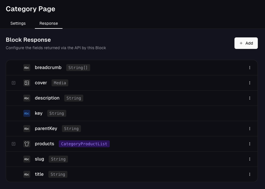 Create block response