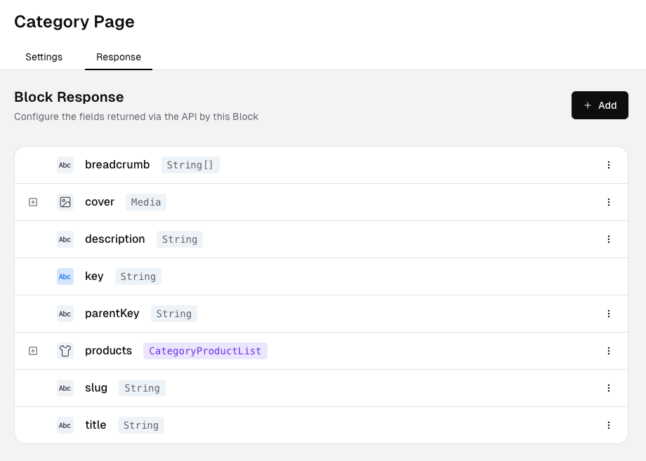 Create block response