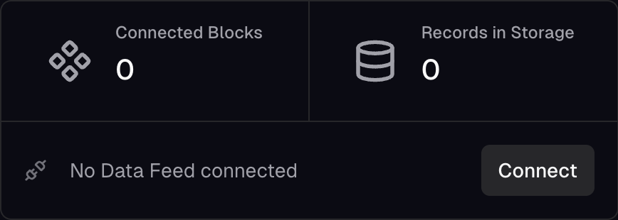 Storage detail view showing Connect button on the right side to link a data feed