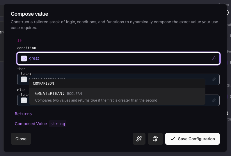 Adding greaterthan function as condition argument for the if operation