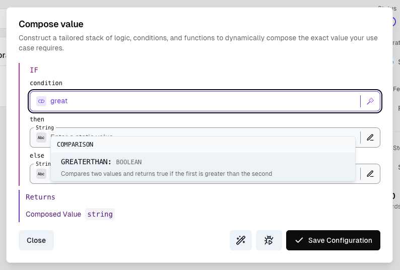 Adding greaterthan function as condition argument for the if operation