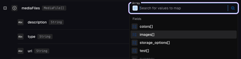 Setting images array as reference array for iteration in array mapping configuration