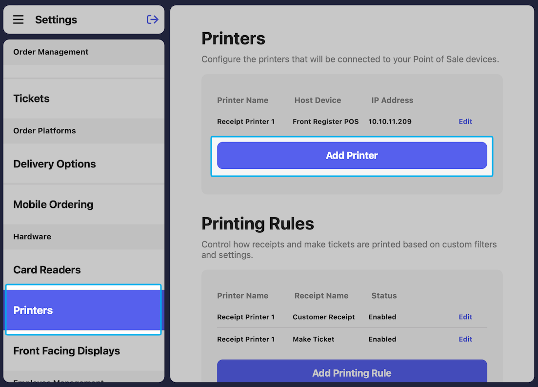 Add a Printer to POS App - Dripos