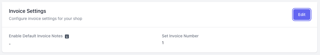 Invoice Settings - Dripos