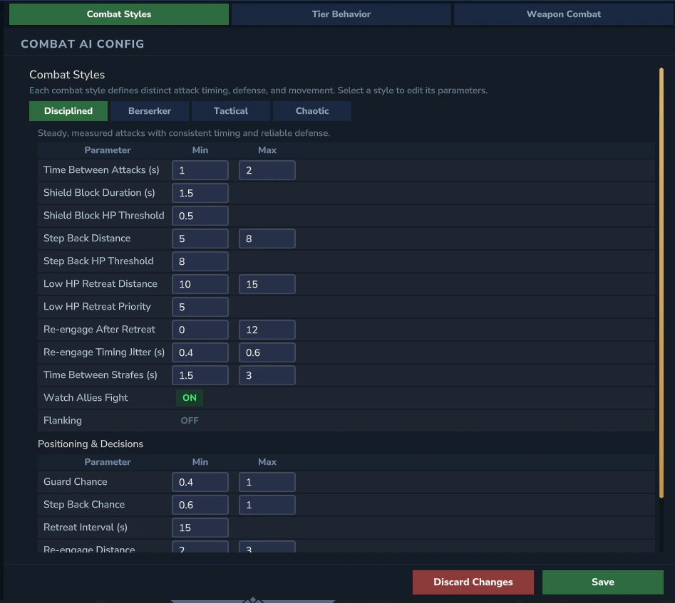 Combat AI - Combat Styles