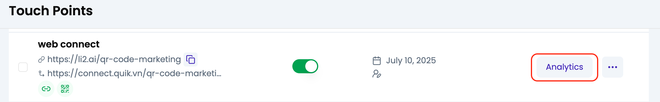 Touchpoint Specific Analytics Pn