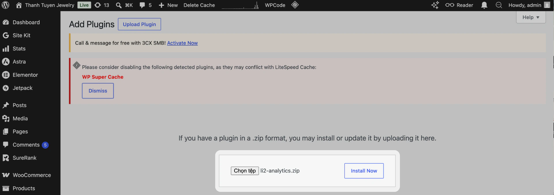 Install Plugin Li2 Analytics