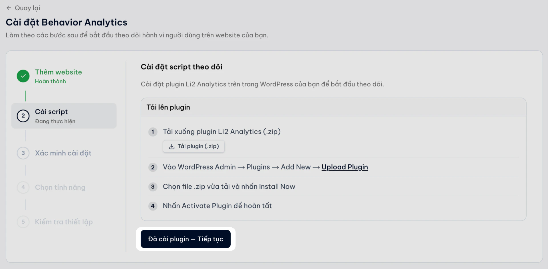 Xac Nhan Da Cai Plugin Li2 Analytics Thanh Cong