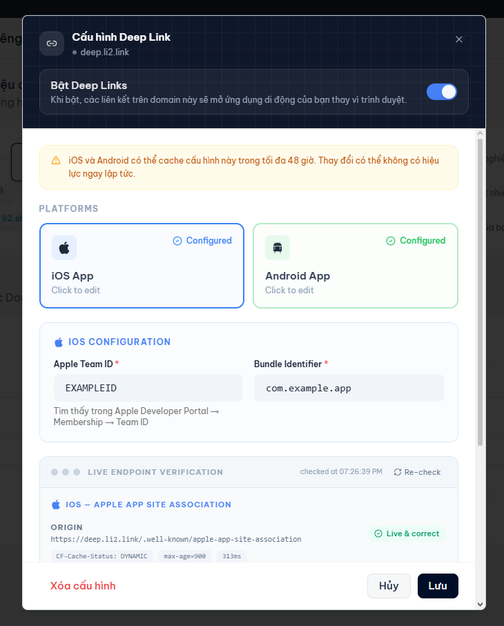 Cấu hình ứng dụng iOS