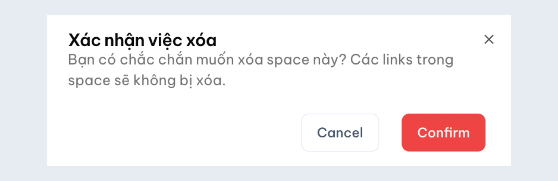 Xac Nhan Xoa Space