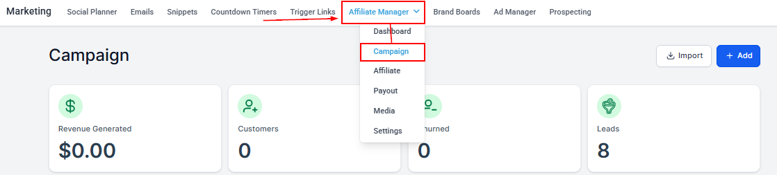 Create or Edit a Campaign in the Affiliate Manager
