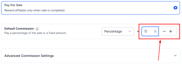 Select a Commission Type in the Affiliate Manager (2)