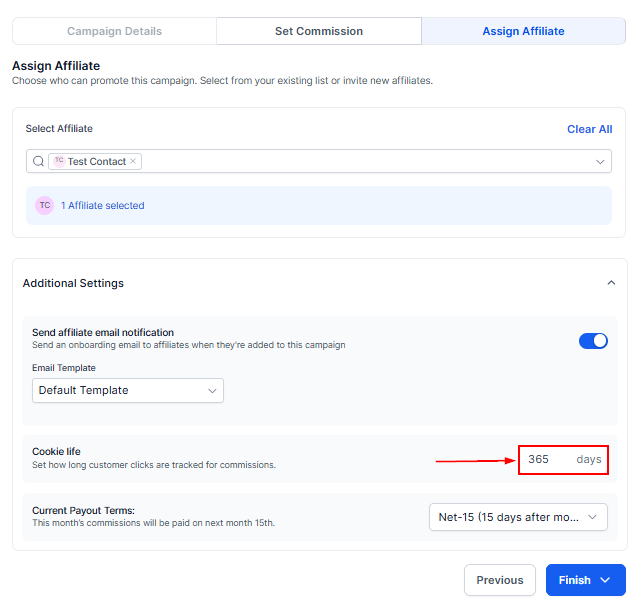 Review the Tracking Window in the Affiliate Manager