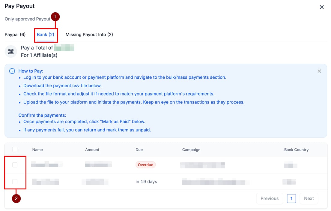 Manual Payments via Bank Transfers in the Affiliate Manager (5)