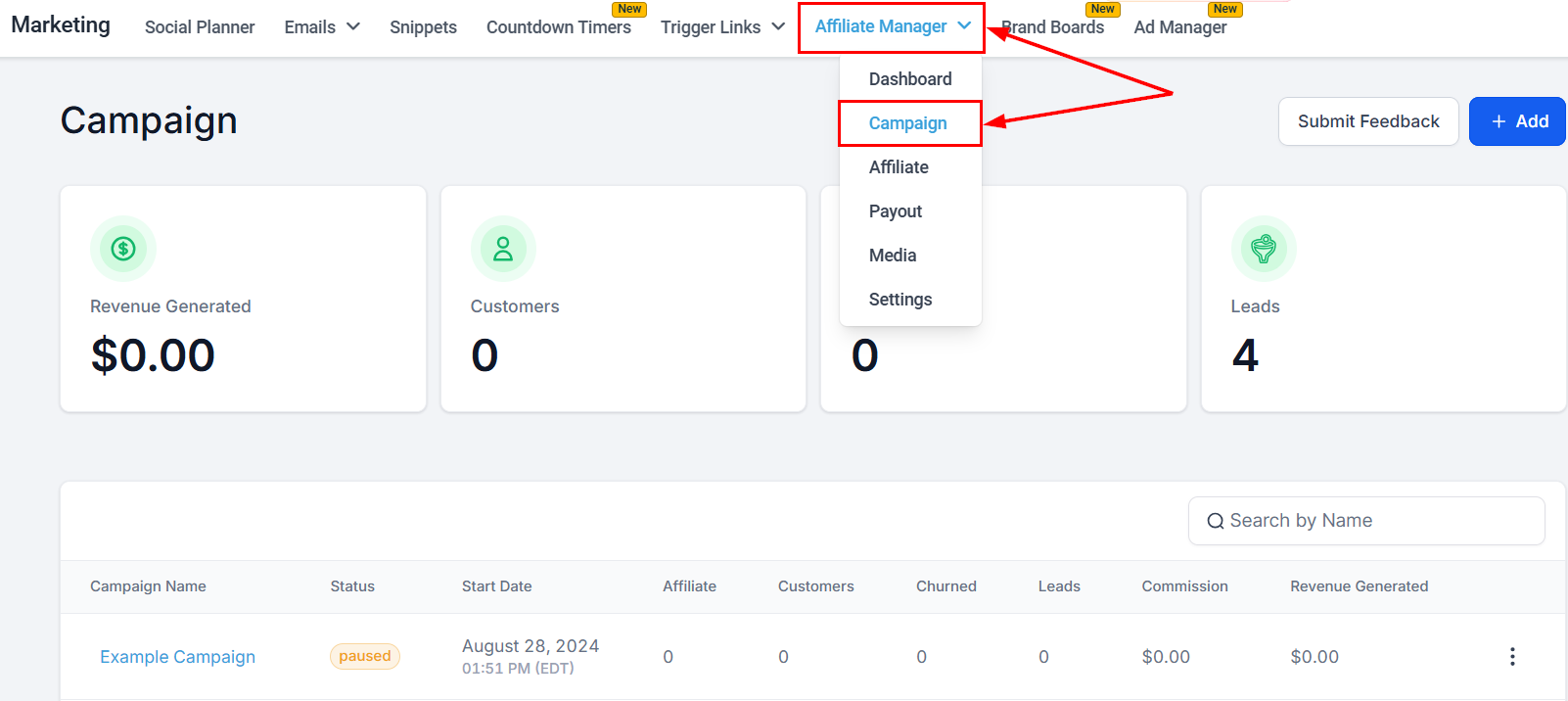 Create or Edit an Affiliate Campaign in the Affiliate Manager