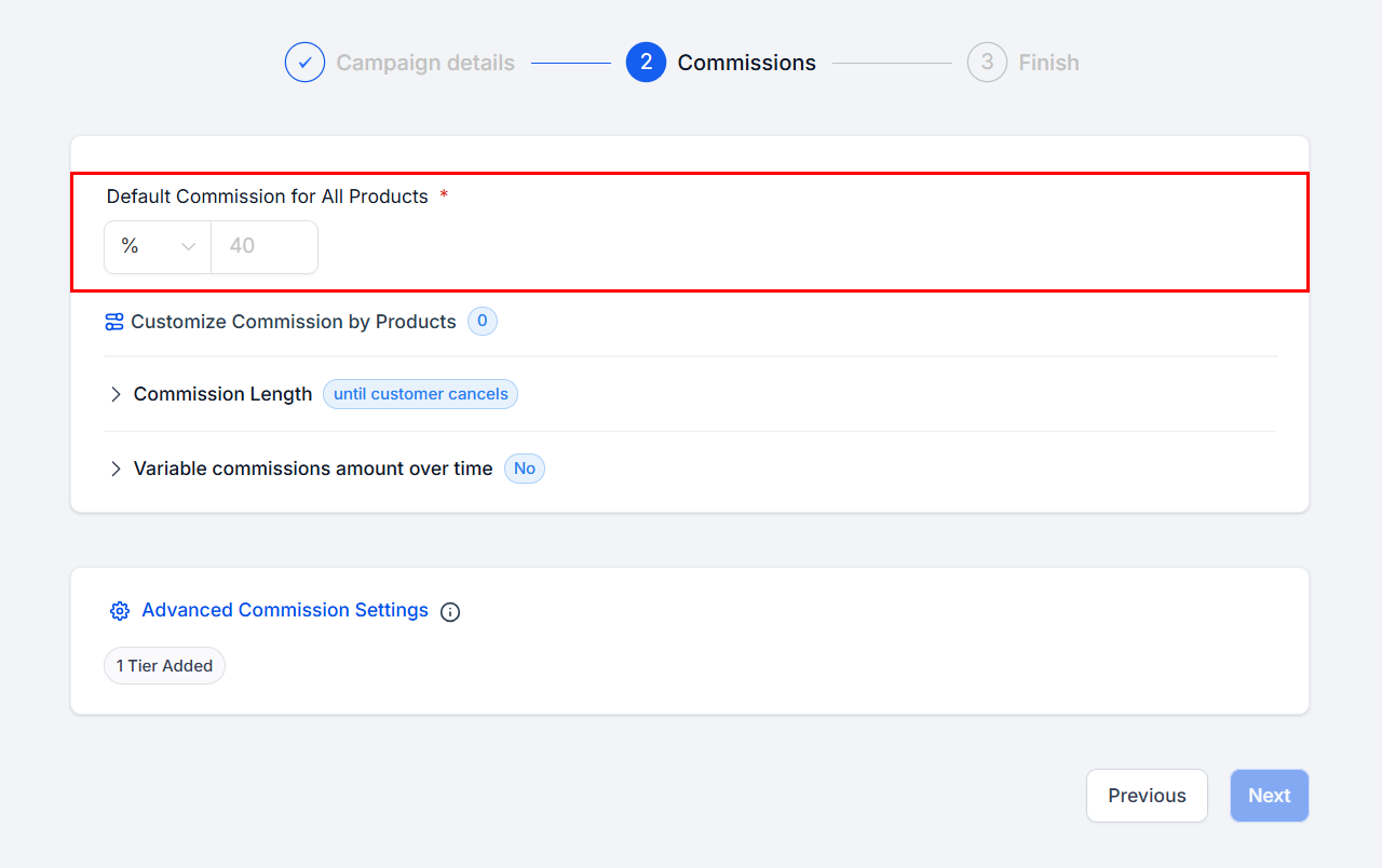 Set the Default Commission in the Affiliate Manager