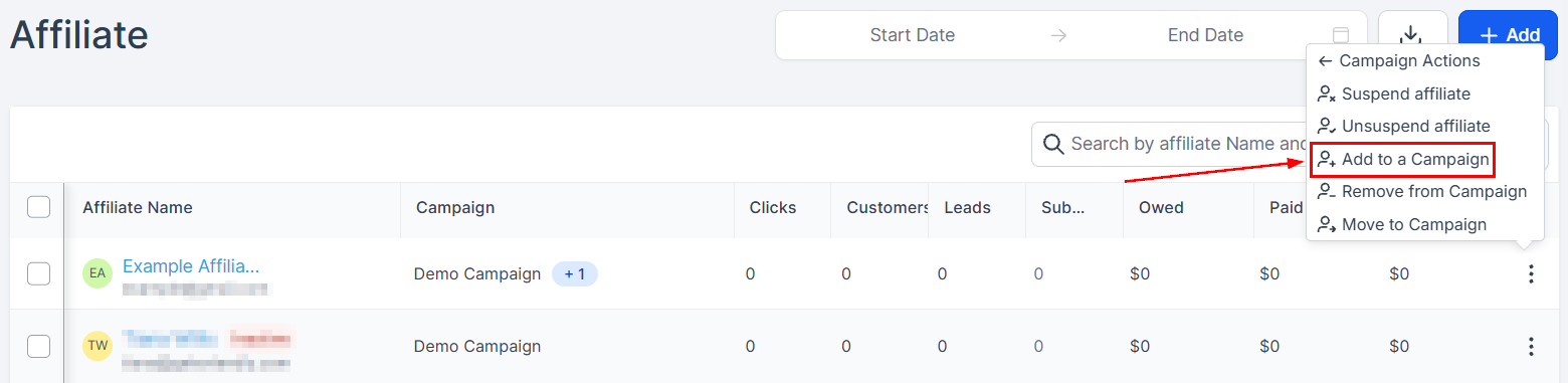 Adding an Affiliate to a Campaign in the Affiliate Manager (3)