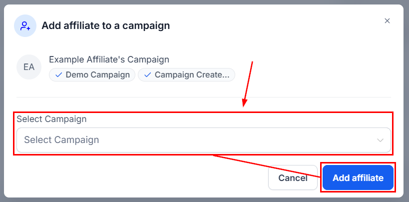 Adding an Affiliate to a Campaign in the Affiliate Manager (4)