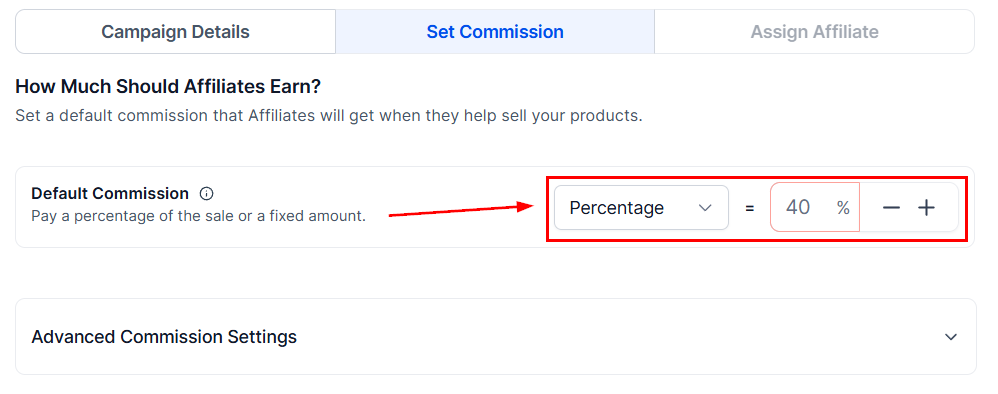 Commissions in the Affiliate Manager