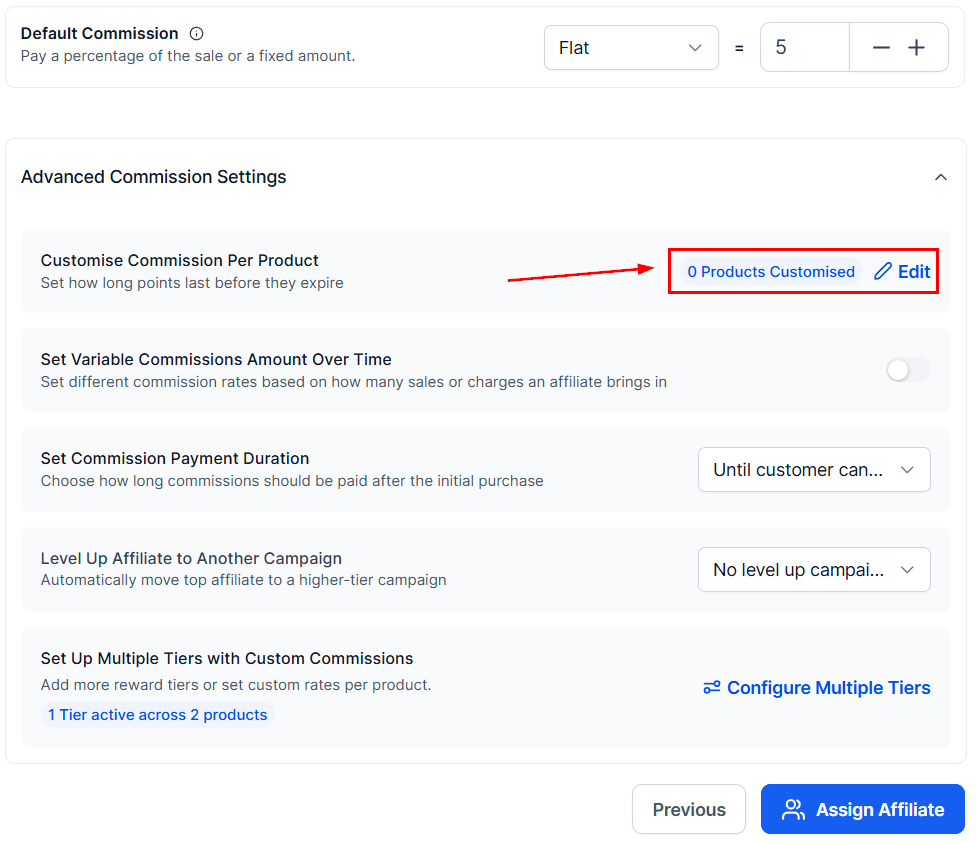 Advanced Commission Settings in the Affiliate Manager