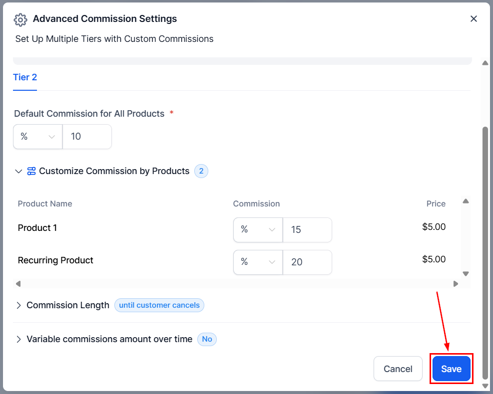 Advanced Commission Settings in the Affiliate Manager (11)