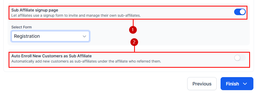 Sub Affiliate Options in the Affiliate Manager