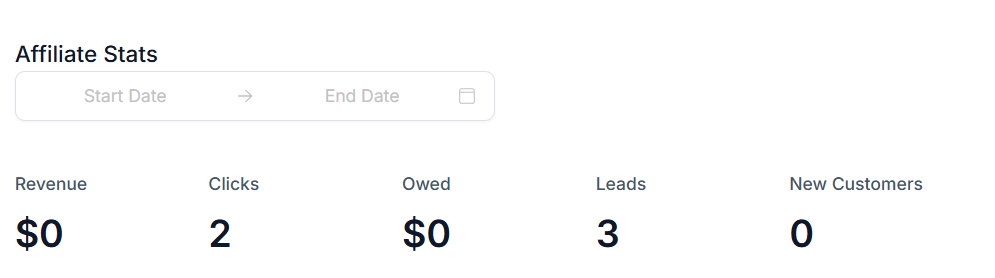Affiliate Stats in the Affiliate Manager