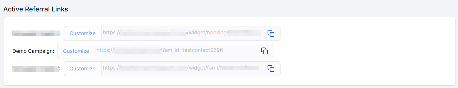 Active Referral Link in the Affiliate Manager