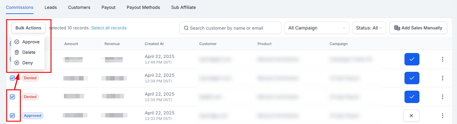 Commission in the Affiliate Manager (2)