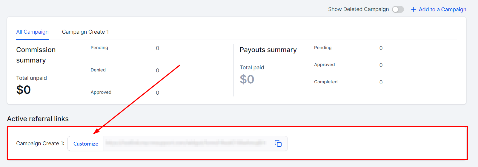 Choose the Campaign in the Affiliate Manager