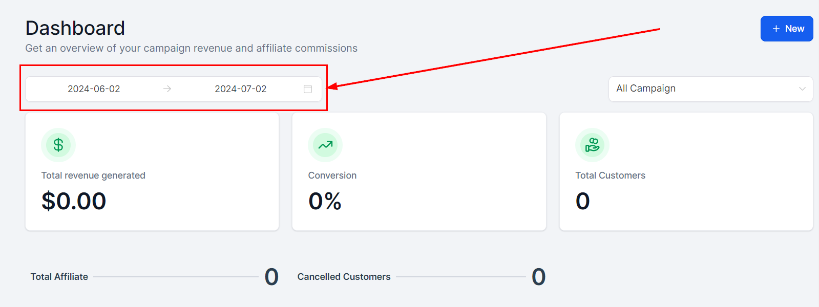 Date Range in the Affiliate Manager