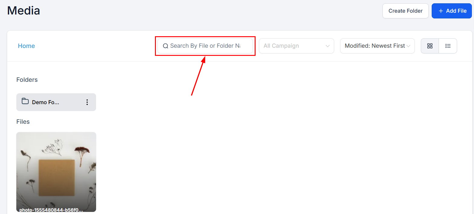 Search in the Affiliate Manager