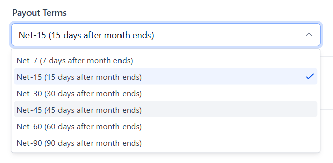 Payout Terms in the Affiliate Manager (2)