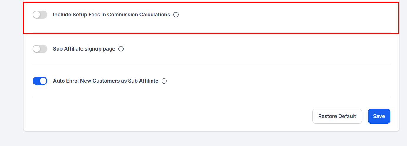 Setup Fees in the Affiliate Manager