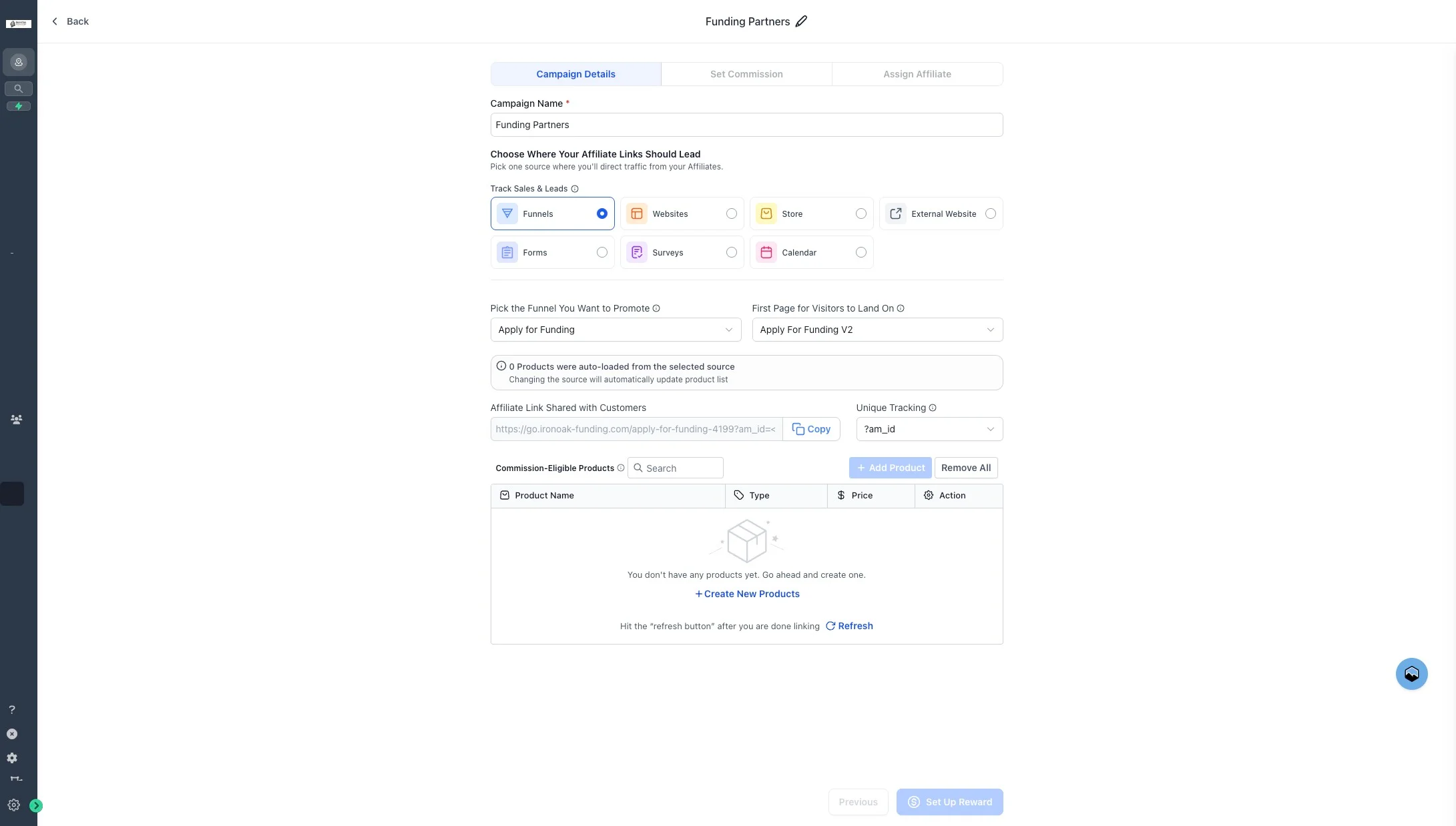 Click Create New Products