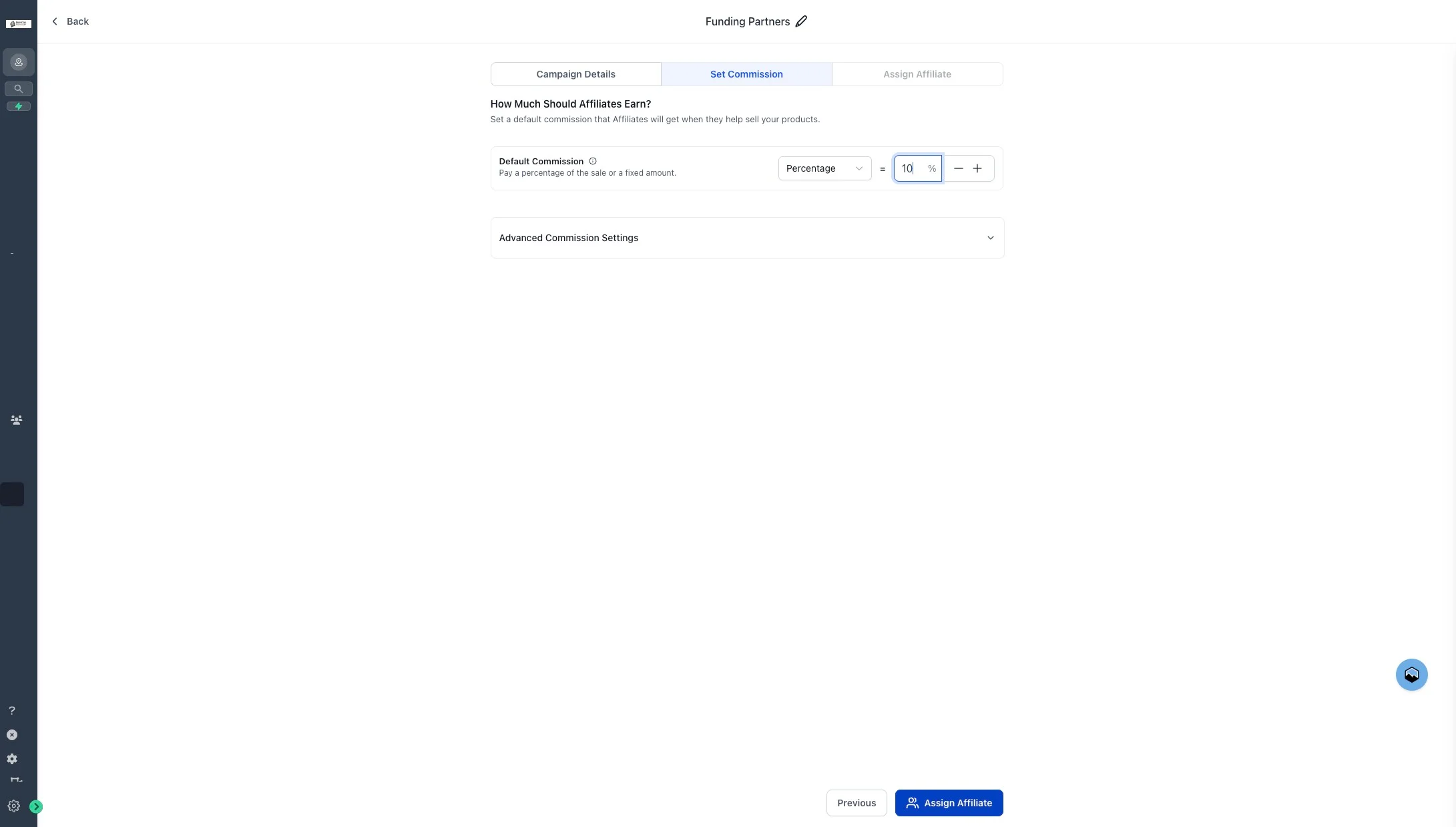 Click Assign Affiliate