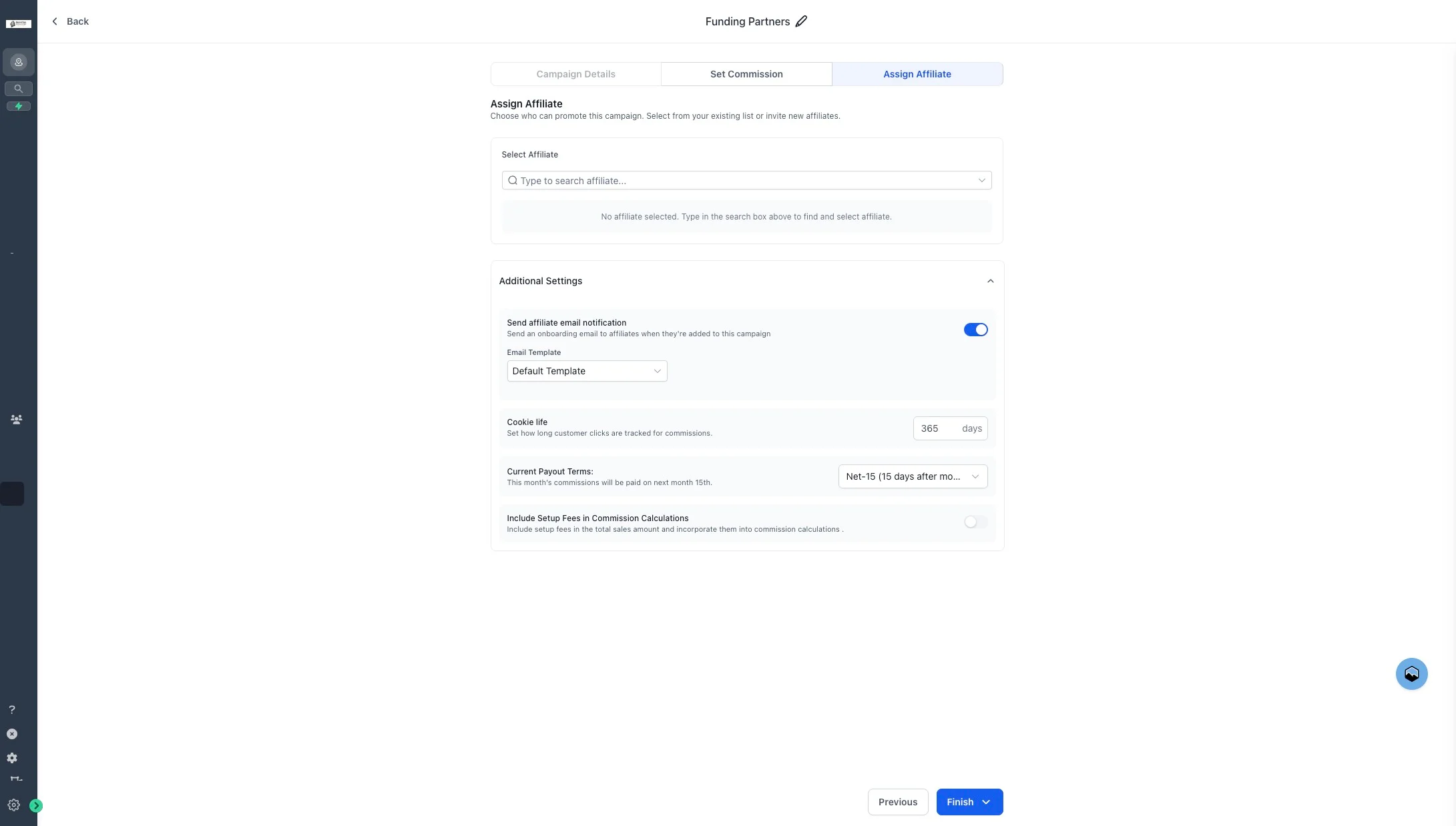 Include setup fees in commission