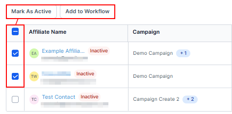 Affiliate Actions in the Affiliate Manager