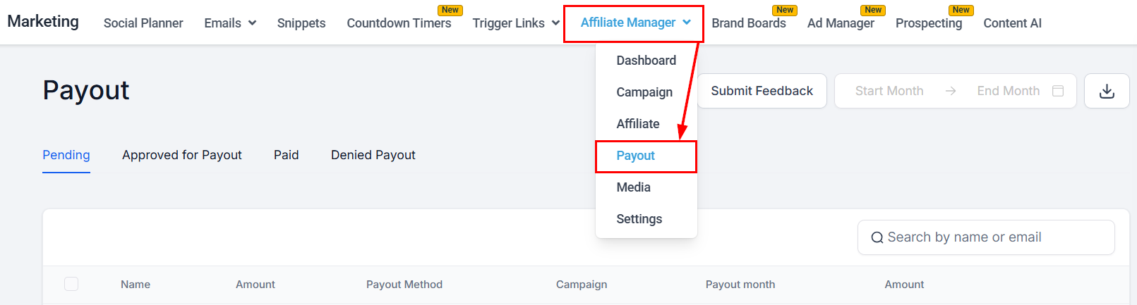 Initiating and Confirming Payouts in the Affiliate Manager