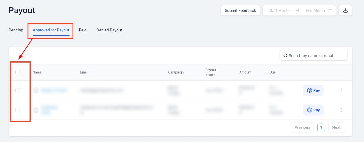 Initiating and Confirming Payouts in the Affiliate Manager (2)