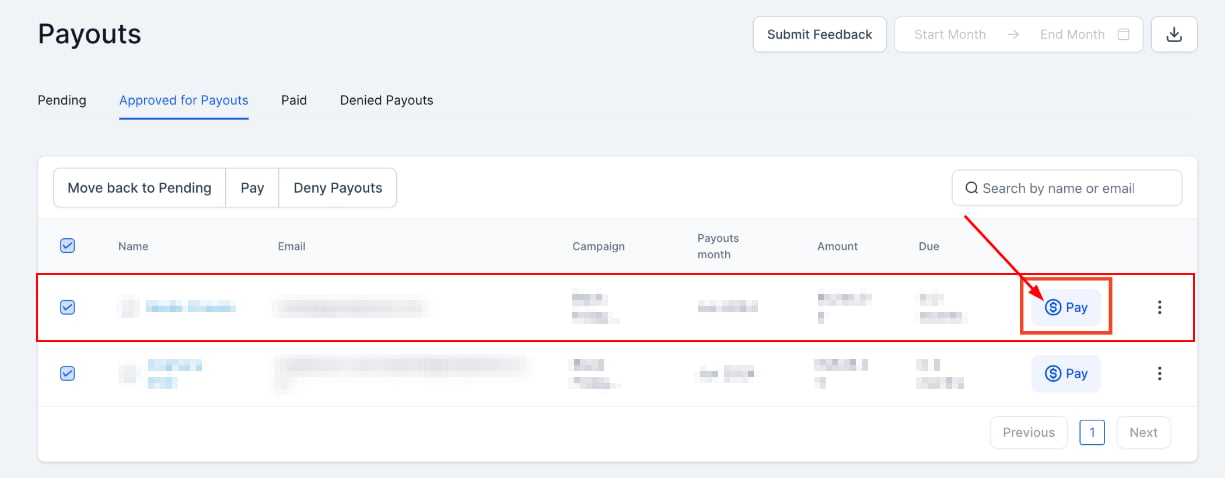 Initiating and Confirming Payouts in the Affiliate Manager (3)
