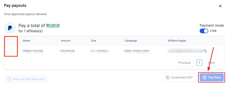 Initiating and Confirming Payouts in the Affiliate Manager (5)