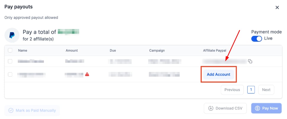 Initiating and Confirming Payouts in the Affiliate Manager (6)