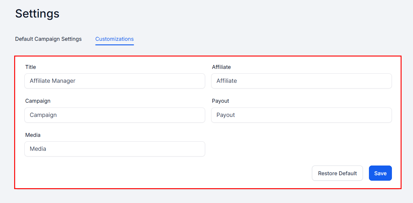 Choose Your Labels in the Affiliate Manager