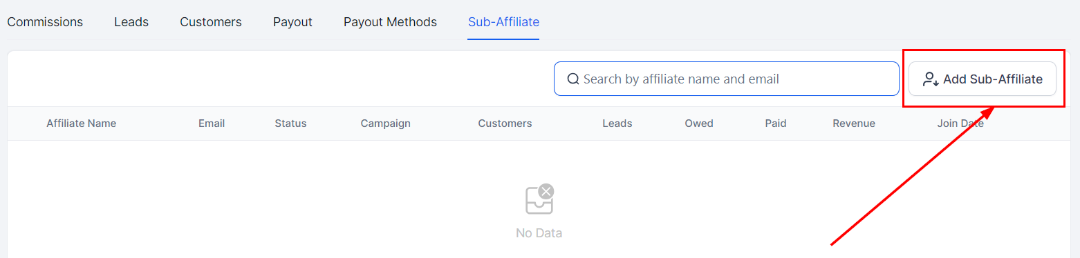 Adding a New Sub-Affiliate in the Affiliate Manager
