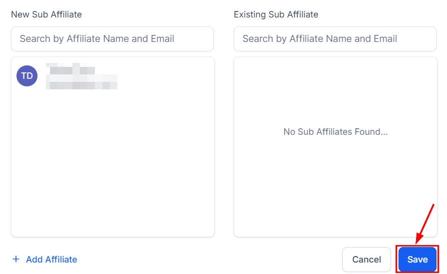 Adding a New Sub-Affiliate in the Affiliate Manager (4)