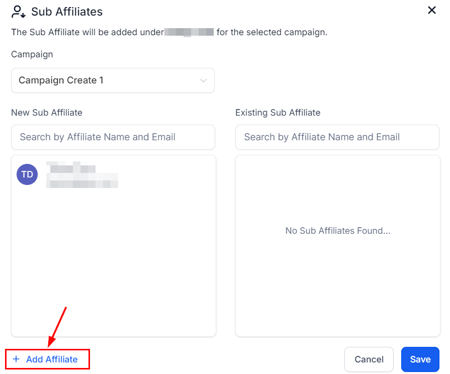 Adding a New Sub-Affiliate in the Affiliate Manager (5)